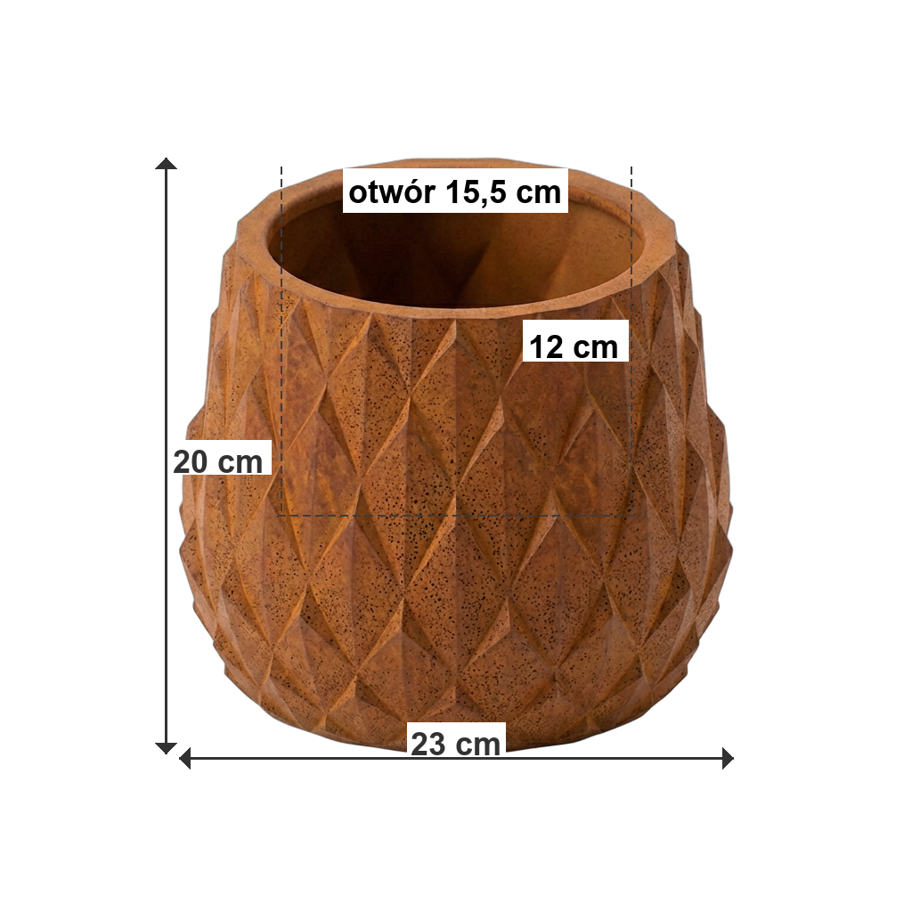 Donica ANANAS S ECO Rust - wymiary