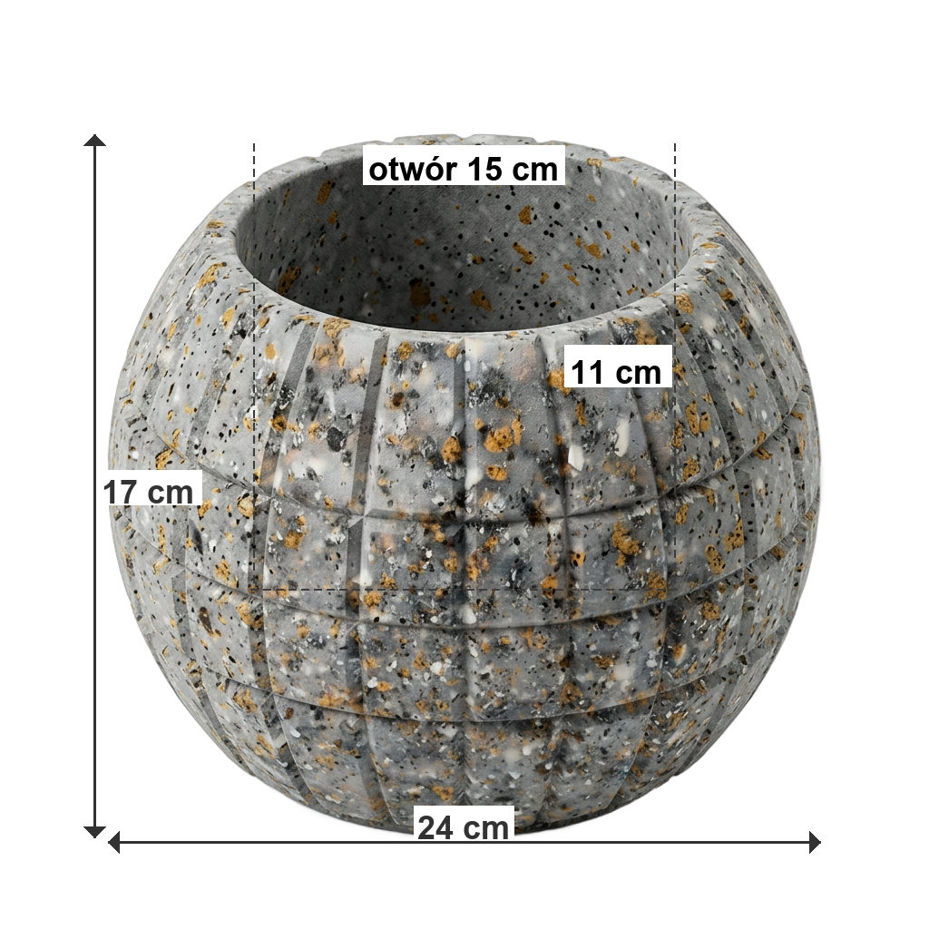 Donica DIAMOND-BALL M ECO Grey - wymiary