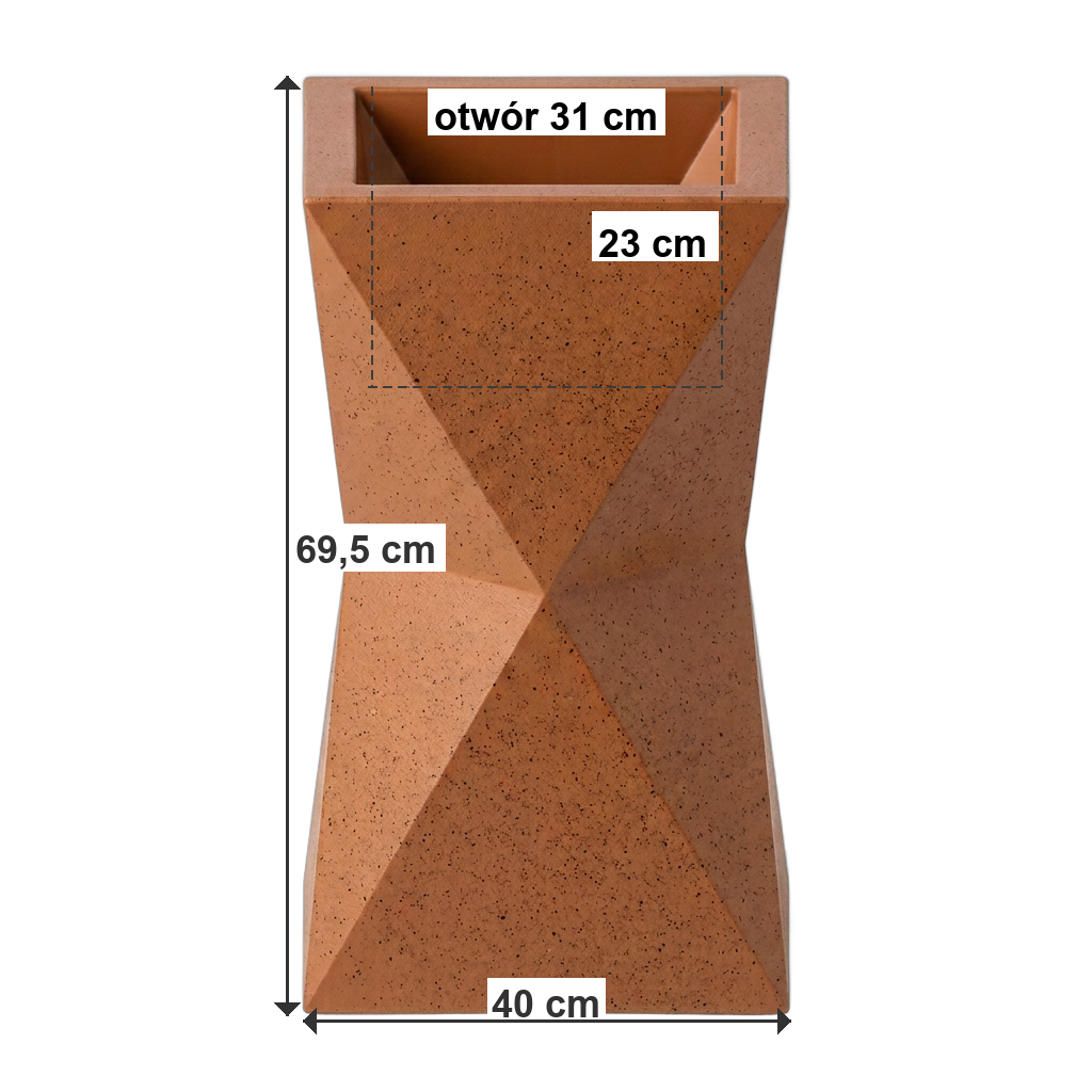 Donica MIRROR L ECO Rust - wymiary