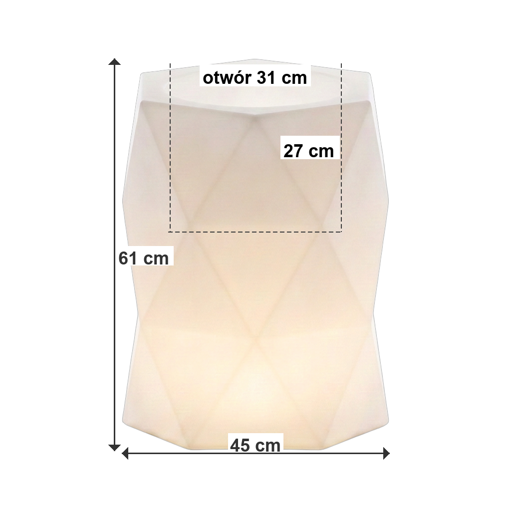 TRIANGOLO L Biały / Transparentny - wymiary