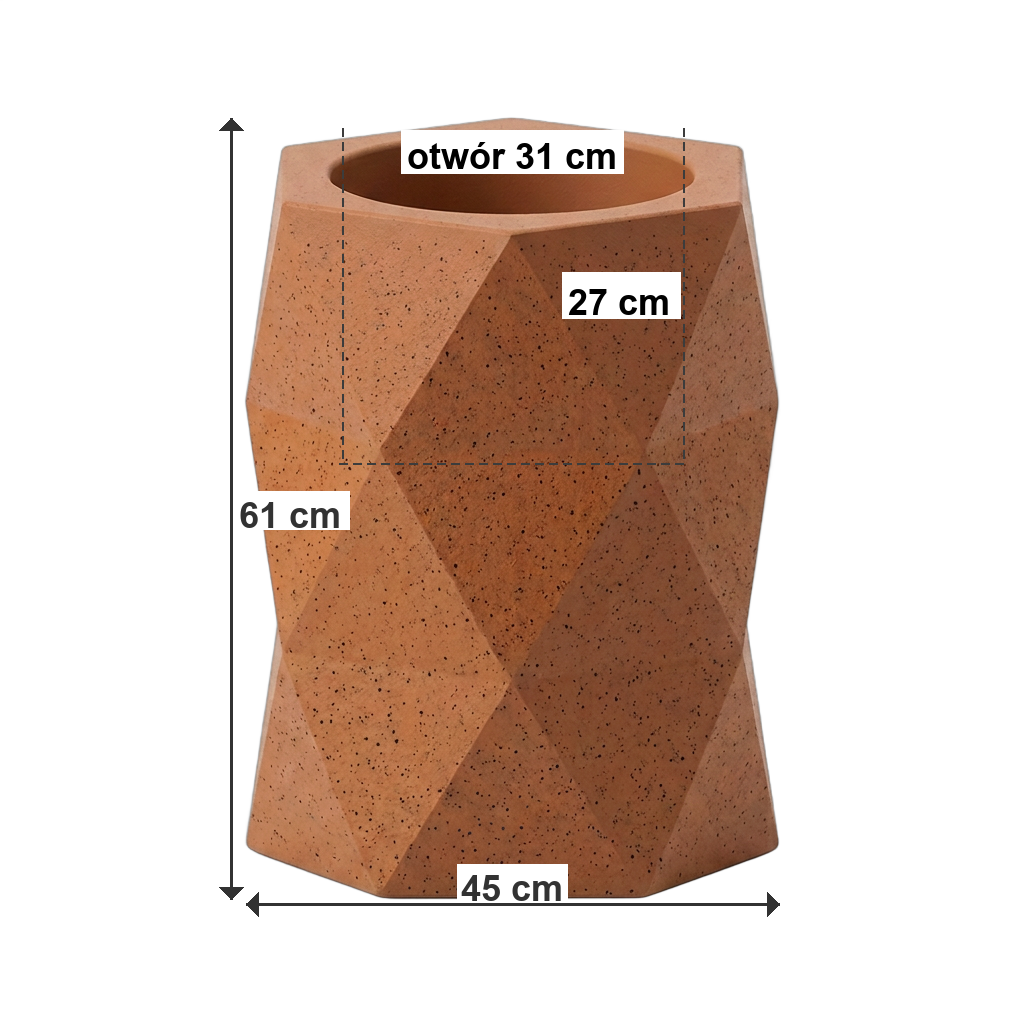Donica TRIANGOLO L ECO Rust - wymiary